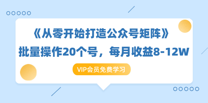 《从零开始打造公众号矩阵》批量操作20个号，每月收益大概8-12W（44节课）_泡桐学堂