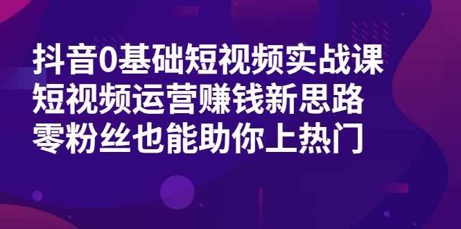 抖音0基础短视频实战课，短视频运营赚钱新思路，零粉丝也能助你上热门_泡桐学堂