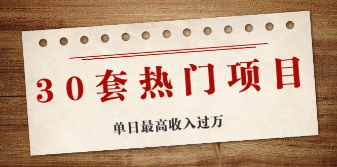 30套热门项目：单日最高收入过万 (网赚项目、朋友圈、涨粉套路、抖音、快手)等_泡桐学堂