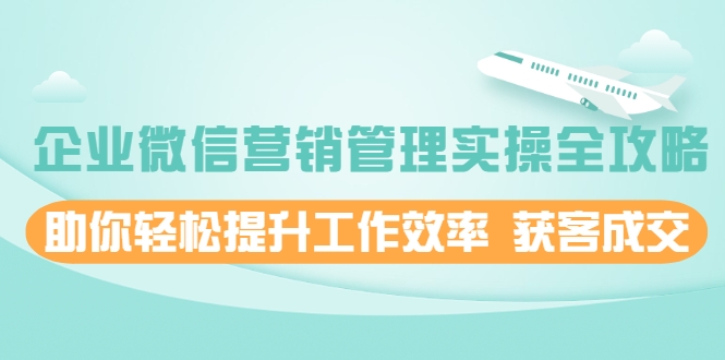 企业微信营销管理实操全攻略，助你轻松提升工作效率 获客成交 价值680元_泡桐学堂