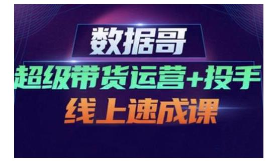 数据哥·超级带货运营+投手线上速成课，快速提升运营和熟悉学会投手技巧_泡桐学堂