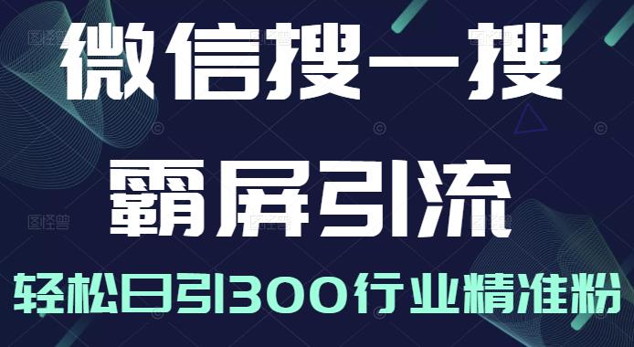 微信搜一搜霸屏引流课，打造被动精准引流系统，轻松日引300行业精准粉_泡桐学堂