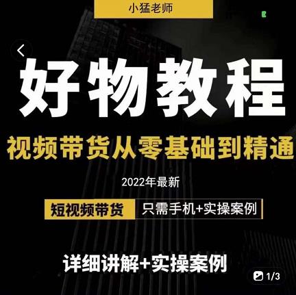 小猛好物分享专业实操课，短视频带货从零基础到精通，详细讲解+实操案_泡桐学堂