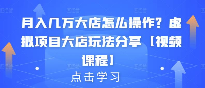 月入几万大店怎么操作？虚拟项目大店玩法分享【视频课程】_泡桐学堂