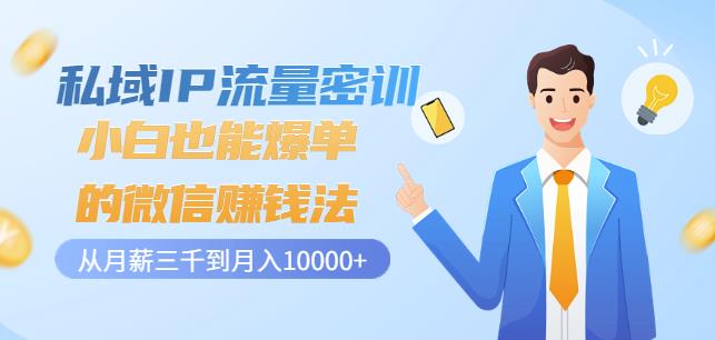 私域IP流量密训：小白也能爆单的微信赚钱法，从月薪三千到月入10000+_泡桐学堂