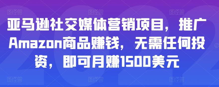 亚马逊社交媒体营销项目，推广Amazon商品赚钱，无需任何投资，即可月赚1500美元_泡桐学堂