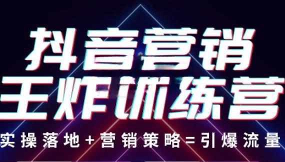 抖音营销王炸训练营，实操落地+营销策略=引爆流量（价值8960元）_泡桐学堂
