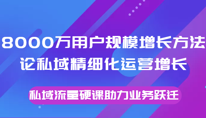 8000万用户规模增长方法论私域精细化运营增长，私域流量硬课助力业务跃迁_泡桐学堂