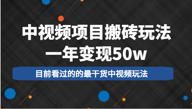 中视频项目搬砖玩法，一年变现50w，目前看过的的最干货中视频玩法_泡桐学堂