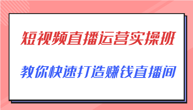 短视频直播运营实操班，直播带货精细化运营实操，教你快速打造赚钱直播间_泡桐学堂
