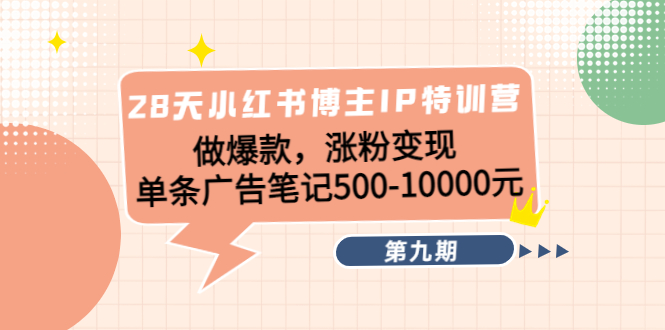 28天小红书博主IP特训营《第9期》做爆款，涨粉变现 单条广告笔记500-10000_泡桐学堂