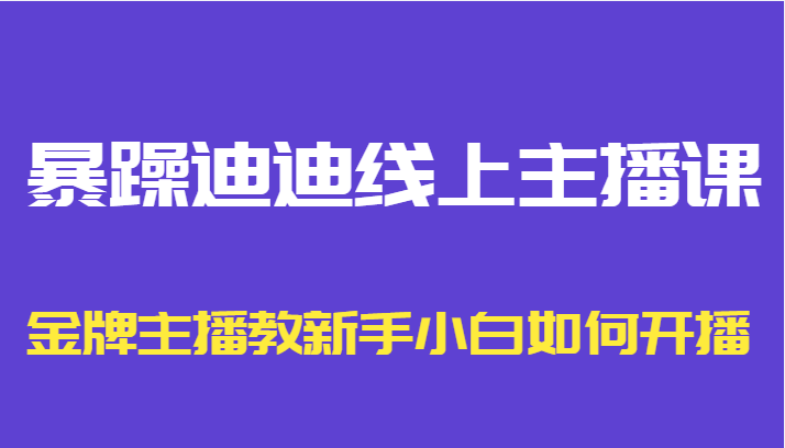 暴躁迪迪线上主播课，金牌主播教新手小白如何开播_泡桐学堂