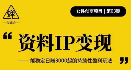 资料IP变现，能稳定日赚3000起的持续性盈利玩法_泡桐学堂