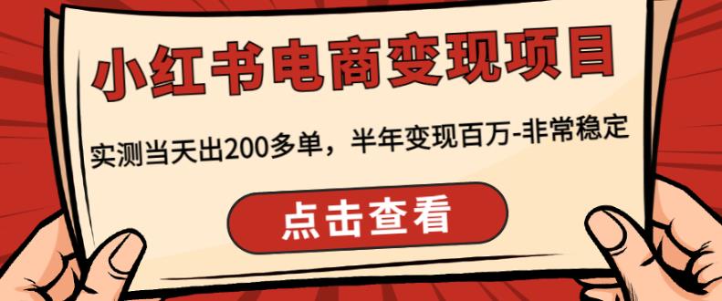 顽石·小红‬书电商变现项目，实测当天出200多单，半年变现百万，非常稳定_泡桐学堂