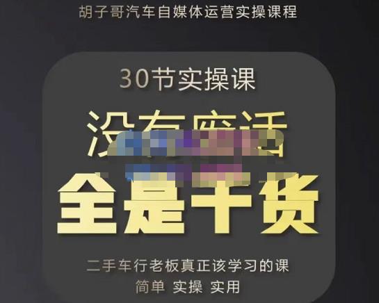 胡子哥·汽车自媒体运营实操课，汽车新媒体二手车短视频运营教程-价值8888元_泡桐学堂