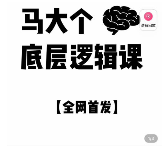 马大个·底层逻辑课，51节底层逻辑智慧课-价值1980元_泡桐学堂