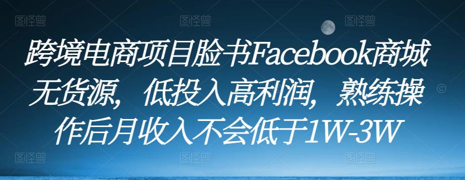 跨境电商项目脸书Facebook商城无货源，低投入高利润，熟练操作后月收入不会低于1W-3W_泡桐学堂