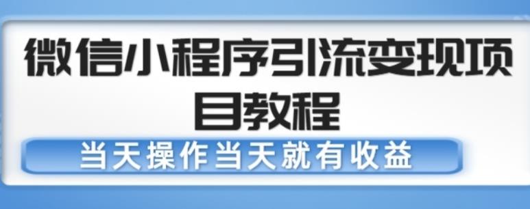 微信小程序引流变现项目教程，当天操作当天就有收益，变现不再是难事_泡桐学堂