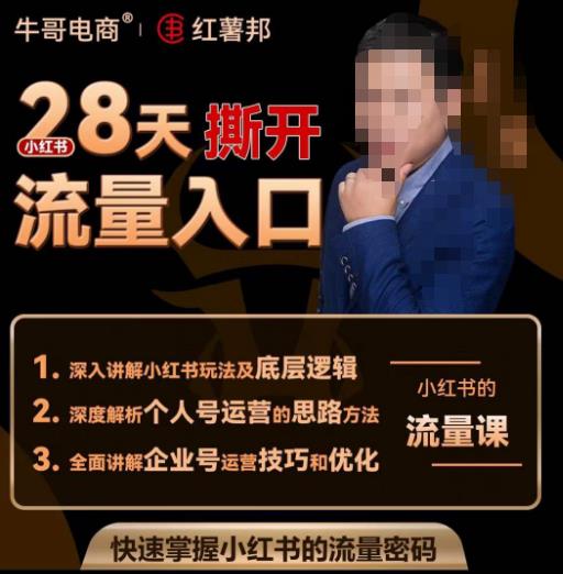 牛哥电商红薯邦28天撕开小红书流量入口，小红书运营系列课，快速掌握小红书的流量密码_泡桐学堂