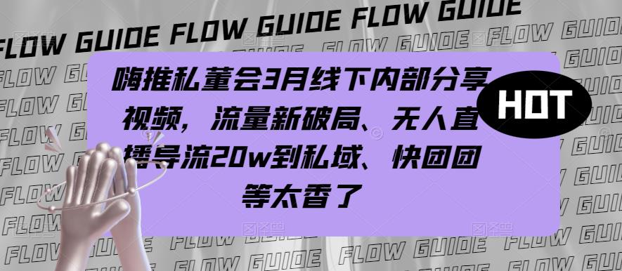 嗨推私董会3月线下内部分享视频，流量新破局、无人直播导流20w到私域、快团团等太香了_泡桐学堂