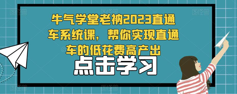 牛气学堂老衲2023直通车系统课，帮你实现直通车的低花费高产出_泡桐学堂
