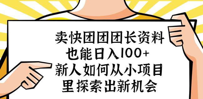 卖快团团团长资料也能日入100+新人如何从小项目里探索出新机会_泡桐学堂