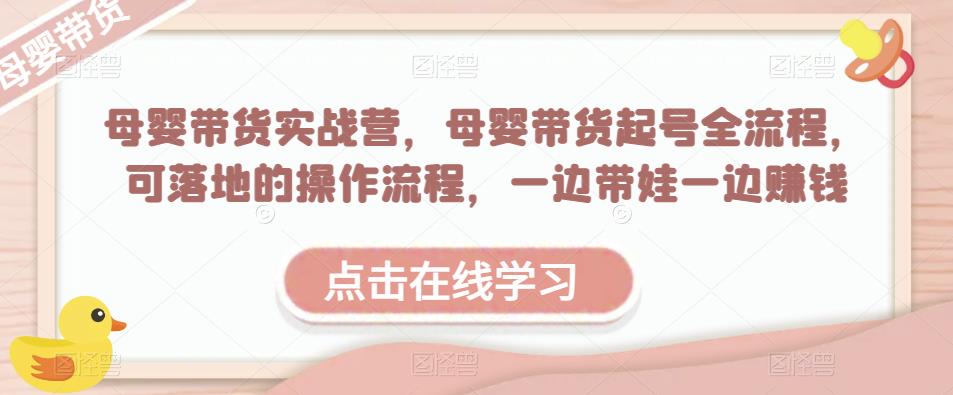 母婴带货实战营，母婴带货起号全流程，可落地的操作流程，一边带娃一边赚钱（附素材）_泡桐学堂