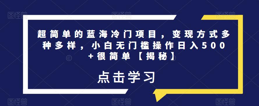 超简单的蓝海冷门项目，变现方式多种多样，小白无门槛操作日入500+很简单【揭秘】_泡桐学堂