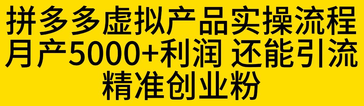 拼多多虚拟产品实操流程，月产5000+利润，还能引流精准创业粉【揭秘】_泡桐学堂