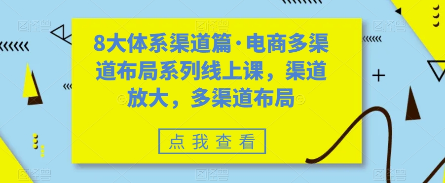 8大体系渠道篇·电商多渠道布局系列线上课，渠道放大，多渠道布局_泡桐学堂