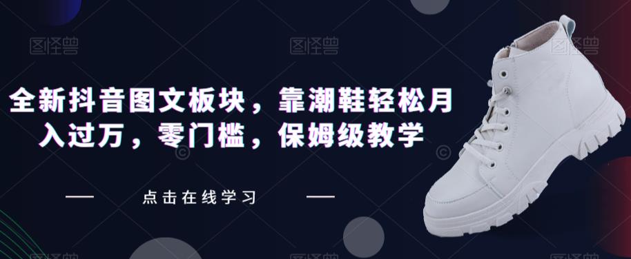全新抖音图文板块，靠潮鞋轻松月入过万，零门槛，保姆级教学【揭秘】_泡桐学堂