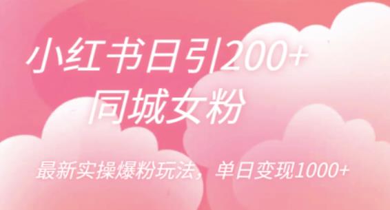 小红书日引200+同城女粉，最新实操爆粉玩法，单日变现1000+【揭秘】_泡桐学堂