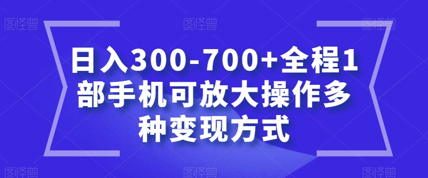 日入300-700+全程1部手机可放大操作多种变现方式【揭秘】_泡桐学堂