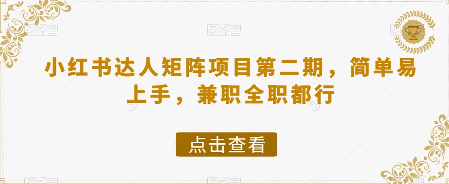 小红书达人矩阵项目第二期，简单易上手，兼职全职都行_泡桐学堂