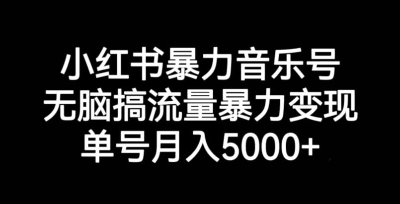 小红书暴力音乐号，无脑搞流量暴力变现，单号月入5000+_泡桐学堂