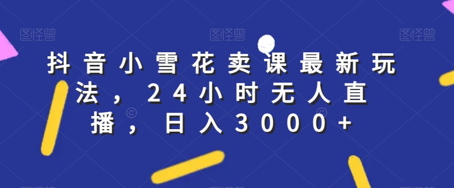 抖音小雪花卖课最新玩法，24小时无人直播，日入3000+【揭秘】_泡桐学堂
