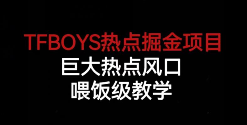TFBOYS热点掘金项目，巨大热点风口，喂饭级教学_泡桐学堂
