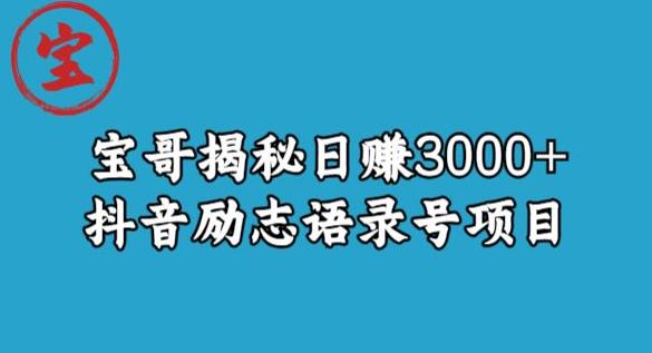 宝哥揭秘日赚3000+抖音励志语录号短视频变现项目_泡桐学堂