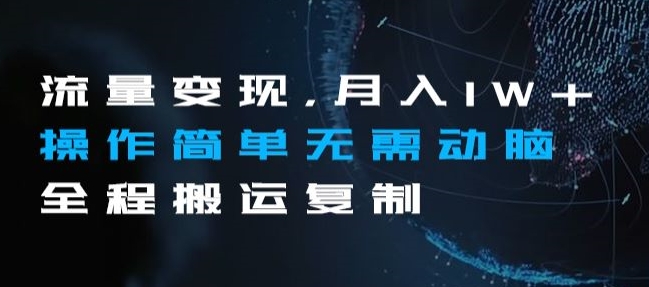 流量变现，月入1W+操作简单无需动脑全程搬运复制【揭秘】_泡桐学堂