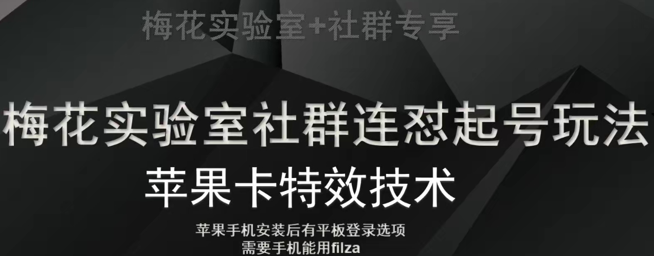 梅花实验室社群视频号连怼起号玩法，最新苹果卡特效技术_泡桐学堂