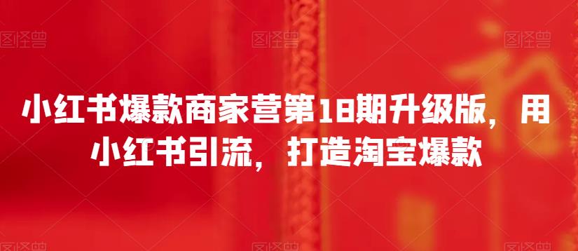 小红书爆款商家营第18期升级版，用小红书引流，打造淘宝爆款_泡桐学堂