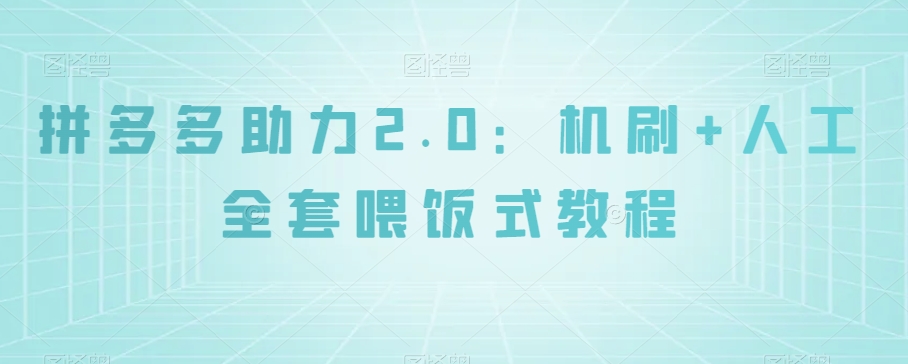 拼多多助力2.0：机刷+人工全套喂饭式教程【揭秘】_泡桐学堂