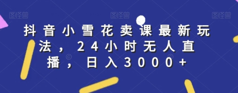 抖音小雪花卖课最新玩法，24小时无人直播，日入3000+【揭秘】_泡桐学堂