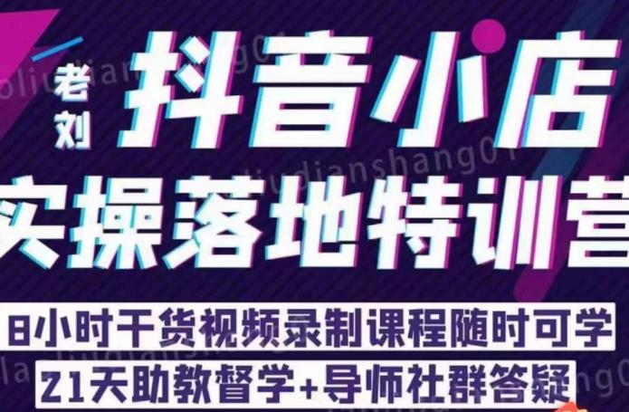 老刘·抖店商品卡流量，​抖音小店实操落地特训营，8小时干货视频录制课程随时可学_泡桐学堂