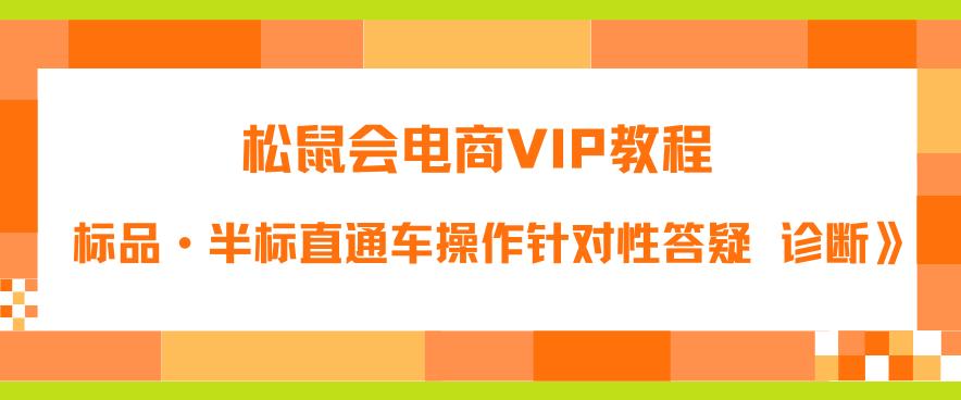 松鼠会电商VIP教程：松鼠《付费推广标品·半标直通车操作针对性答疑&诊断》_泡桐学堂