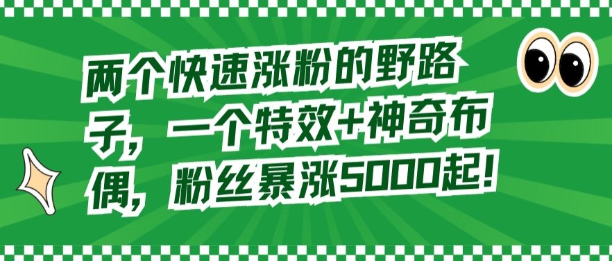 两个快速涨粉的野路子，一个特效+神奇布偶，粉丝暴涨5000起【揭秘】_泡桐学堂