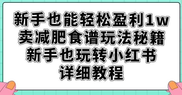 新手也能轻松盈利1w，卖减肥食谱玩法秘籍，新手也玩转小红书详细教程【揭秘】_泡桐学堂