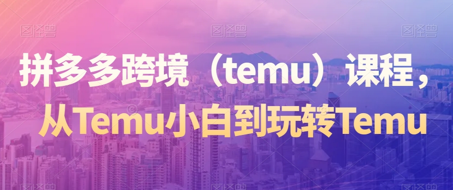 拼多多跨境（temu）课程，从Temu小白到玩转Temu_泡桐学堂