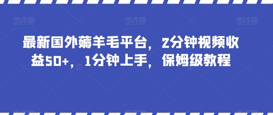 最新国外薅羊毛平台，2分钟视频收益50+，1分钟上手，保姆级教程【揭秘】_泡桐学堂