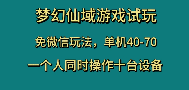 梦幻仙域游戏试玩，免微信玩法，单机40-70，一个人同时操作十台设备【揭秘】_泡桐学堂